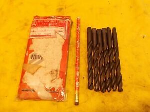 6 NEW DRILL BITS NEW YORK USA straight shank lathe mill tool 13/32&#034; OD x 5 1/4&#034;