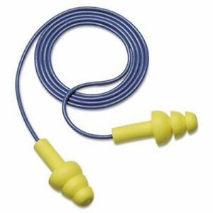 3m EAR UltraFit Earplugs, Corded, Premolded, Yellow, 100 Pairs/BX (MMM3404004)