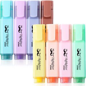 Mr. Pen- Pastel Highlighters, 8 Pack, Chisel Tip, Assorted Colors, Highlighters,