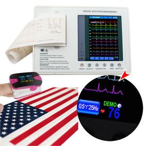 FDA Color LCD Digtal 3-channel 12-lead Electrocardiograph ECG EKG System Machine