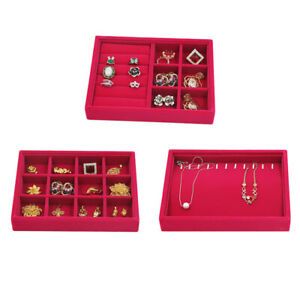 3x Stackable Jewelry Display Tray Organizer Showcase Necklace Display