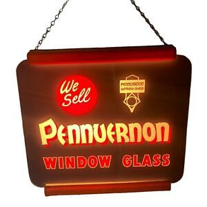 vintage 1950s light up we sell pennuernon window glass sign