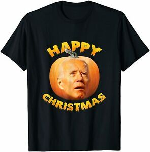 NEW LIMITED Funny Happy Christmas Holiday Pumpkin Head Gift T-Shirt S-3XL
