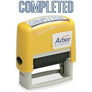 SKILCRAFT Pre-Inked &#034;Completed&#034; Message Stamp, 1.75&#034;, Blue Ink (NSN3246955)