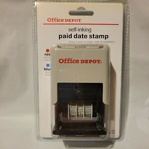 Stamp self-inking paid date stamp 2-Color Blue/Red