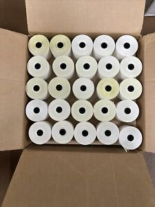 2 1/4&#034; X 100&#039; Carbonless Paper ROLLS  6 cm x 30m - White / Canary - 50 Count