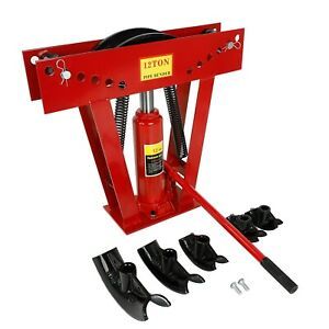 12 Ton Hydraulic Pipe Bender Tube Bending 6 Dies Tubing Exhaust Tools