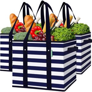 WISELIFE 3 Pack Reusable Grocery Bags Large Shopping Bags, Water Resistant