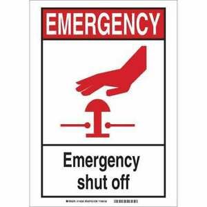 BRADY 119261 Sign, Fire, Emergency, 10&#034;X14&#034;, Plastic, Height: 10&#034;