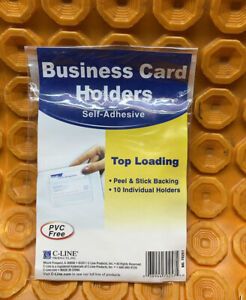 Self-Adhesive Business Card Holders, Top Load, Clear, 10 per Pack CLI70257