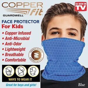 Copper Fit Face Protector YOUTH size masks, Set Of 2 - BLUE, Brand New Unopened