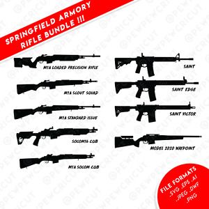 9 Gun Rifle Pack SVG - Rifle Cricut Files - Springfield Armory - AR15- M1A - CNC