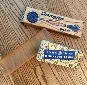 Vintage GE Aircraft Miniature Bulb Lamps Orig Box &amp; Champion Dart Box (empty)