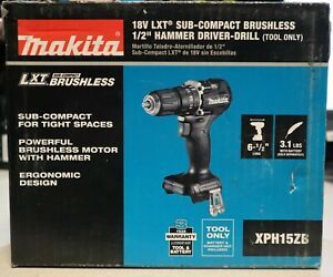 MAKITA SUB-COMPACT BRUSHLESS 1/2&#034; HAMMER DRILL-DRIVER XPH15ZB