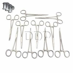 24 Pieces Kelly Hemostat Locking Forceps Straight + Curved 8&#034; Stainless Steel