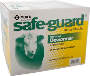MERCK SAFE-GUARD DEWORMER CATTLE MOLASSES 25 pound BLOCK  NIB
