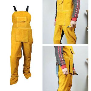 Welding Clothing Welding Apron Split Leg Tool for 170-180cm Men Yellow