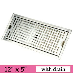 DasMarine Beer Drip Tray 304 Stainless Steel Flush Mount Drip Tray w/ Drain 12&#034;