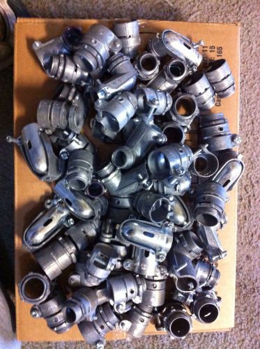 Lot (17) liquid tite (55) greenfield connectors all new 1&#034; 3/4&#034; 1/2&#034; for sale