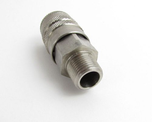 Pcc 3fm3-s ind coupler pneumatic fitting 3/8&#034; m-nptf 303stainless =nos= for sale