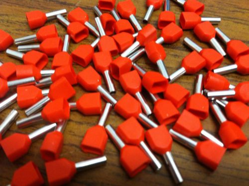 100Pcs Red 18x2 AWG Twin Dual Insulated Wire Ferrules
