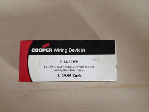 New cooper p-l6-30wr wall recepticle 30 amp-250 volt, locking for sale