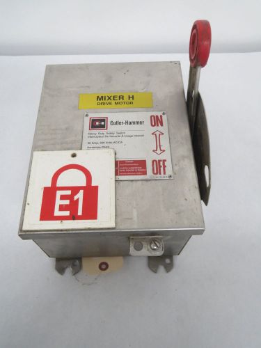CUTLER HAMMER 4HD361NF 30A 600V 3P NON-FUSIBLE DISCONNECT SWITCH B386252