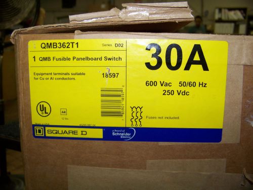 Square d qmb fusible panelboard switch 30a 600 vac 50/60 hz 250 vdc #qmb362t1 for sale