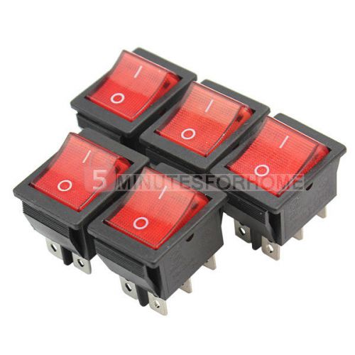5x Press Button Square On-Off Rocker Switches Toggles AC 250V 20A Plastic