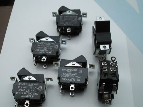 Lot of six (6) carling-und.lab.inc. list. rocker switches 10 a 250 vac for sale