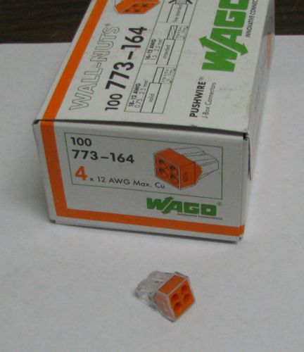 100 4-pole wago pushwire™ connector 773-164 wall-nuts™ for sale