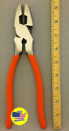 9 1/2&#034; electrician lineman pliers hi-vis orange handle crimper * free shipping * for sale