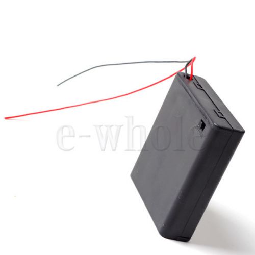 4 x aa battery holder box 6v case w/ lead on/off switch enclosed box snap on hm for sale