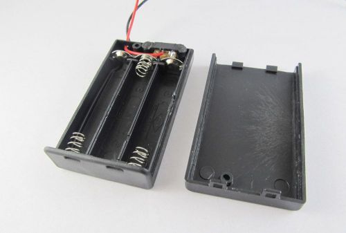 Battery holder box case 3 x aaa/3a cells 4.5v with switch 6&#034; lead wire black for sale