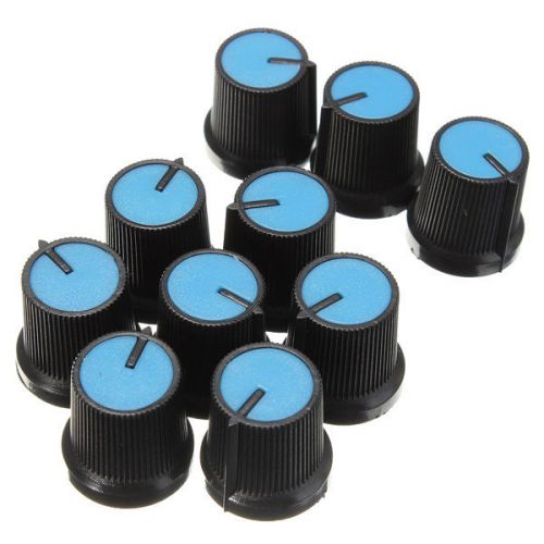 10x Round Shaft Blue Knob For Taper Potentiometer Hole 6mm Dia New