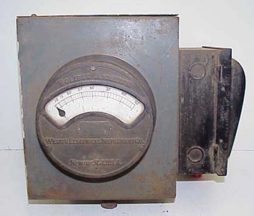 Vtg 1913 weston eclipse 45 amp motor ammeter md 159 w/bull dog vacu-break switch for sale