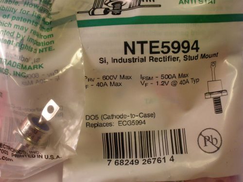 ( 2 PC. ) NTE 5994, DIODE, RECTIFIER, 40 A AT 600 V, FORWARD, STUD MT., NEW