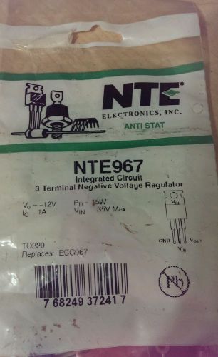 NTE 967 INTEGRATED CIRCUIT 3 Terminal Negative Voltage Regulator -12V 1A TO220