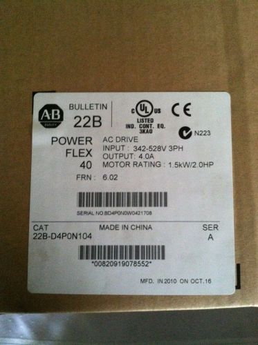 AB PowerFlex 40 AC Drive 22B-D4P0N104 ( 22BD4P0N104 ) New In Box !
