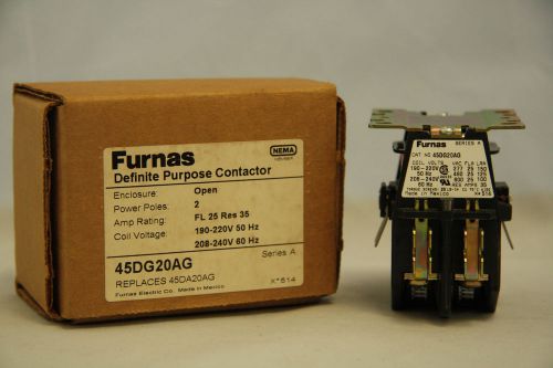 Furnas 45dg20ag definite purpose magnetic contactor fl 25 res 35 amp 2 pole 240v for sale