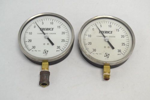 Lot 2 trerice 52-3012 compound pressure gauge 0-30psi 4-1/2in 1/4in npt b265821 for sale