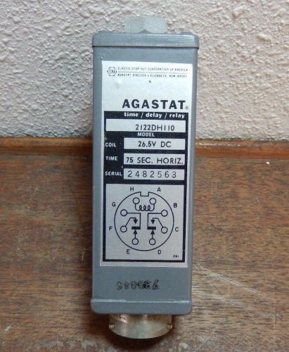 Agastat Time Delay Relay 2122DH110 Coil 26.5V DC 75 Sec. Horiz.