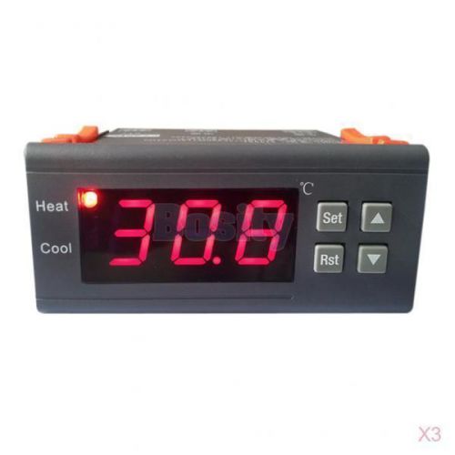 3x AC 220V Digital Temperature Controller Thermostat Temp Sensor Probe -40-120°C
