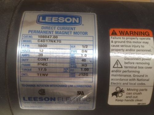 Leeson 12v 1/2 horspower Motor