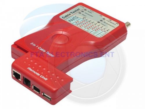 Multi 5 in 1 cable tester for rj-45 rj-11 bnc usb and 1394 for sale