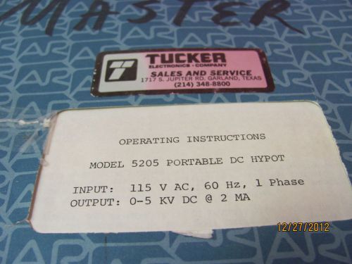 ASSOCIATED RESEARCH MODEL 5205 Portable DC Hypot - Operating Instructions