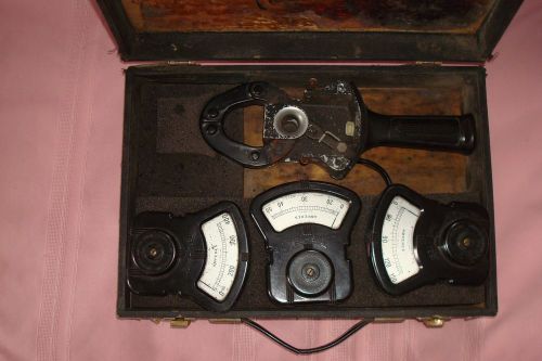 Vintage Nice Set Columbia Electric Tong Tester clamp &amp; 3 Amperes meters as found