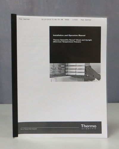 Thermo Scientific Revco Chest &amp; Upright Temperature Freezers Operation Manual