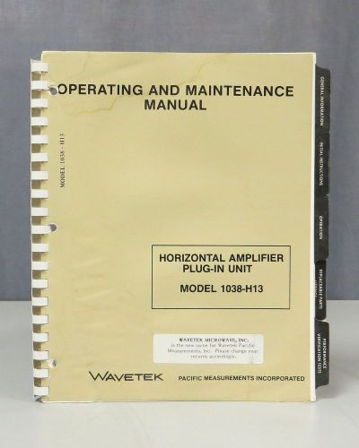 Wavetek Pacific Measurements Horizontal Amplifier 1038-H13 Operating Manual