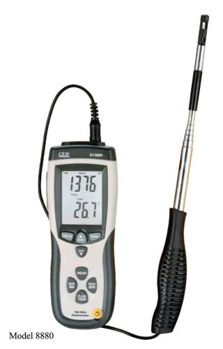 Hot Wire Thermo-Anemometer DT-8880 Air Flow Velocity Meter Temperature Tester !!